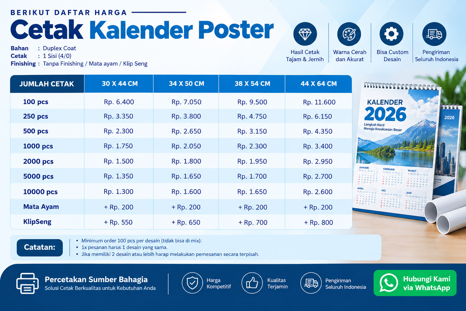 Harga Cetak Kalender Poster