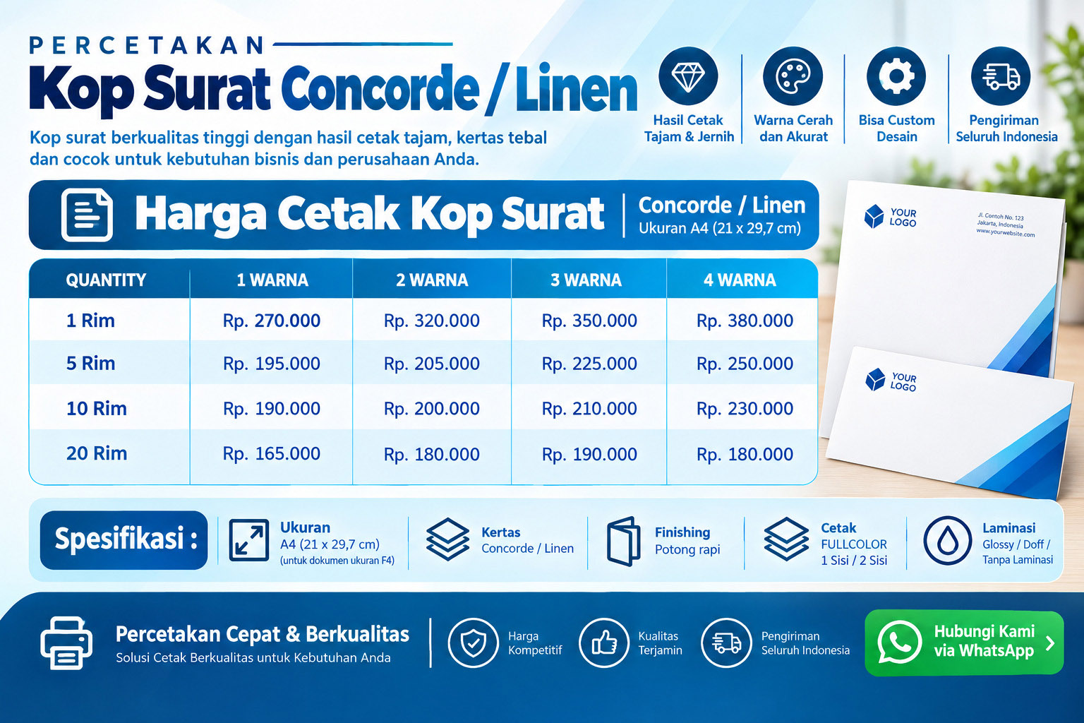 Harga Cetak Kop Surat Consord Linen