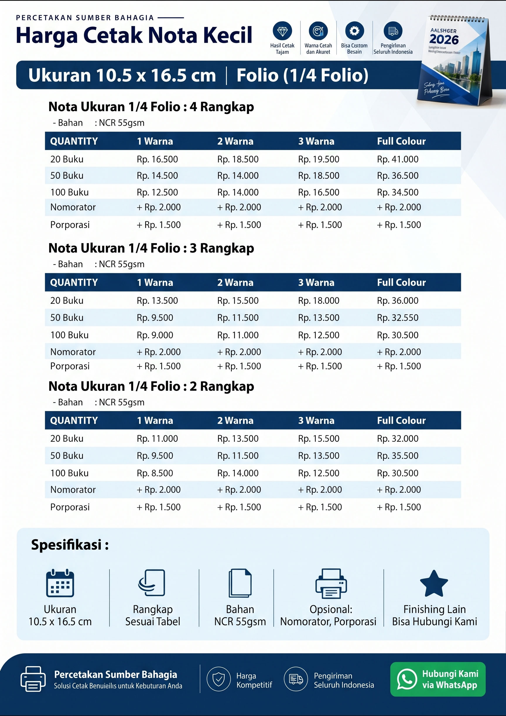 Harga Cetak Nota Kecil 1